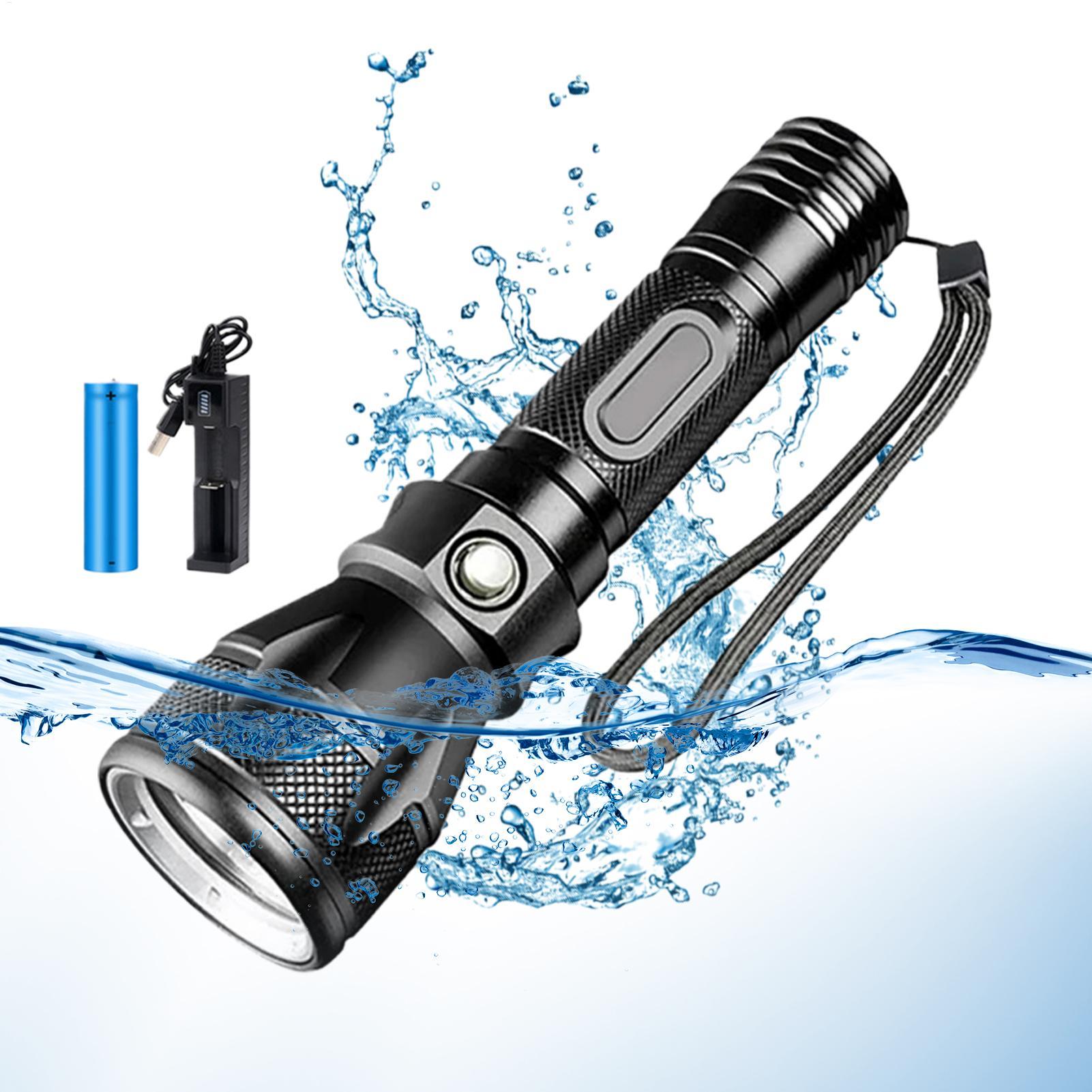 Underwater Flashlight - 3-Mode Powerful Rechargeable Waterproof LED Diving