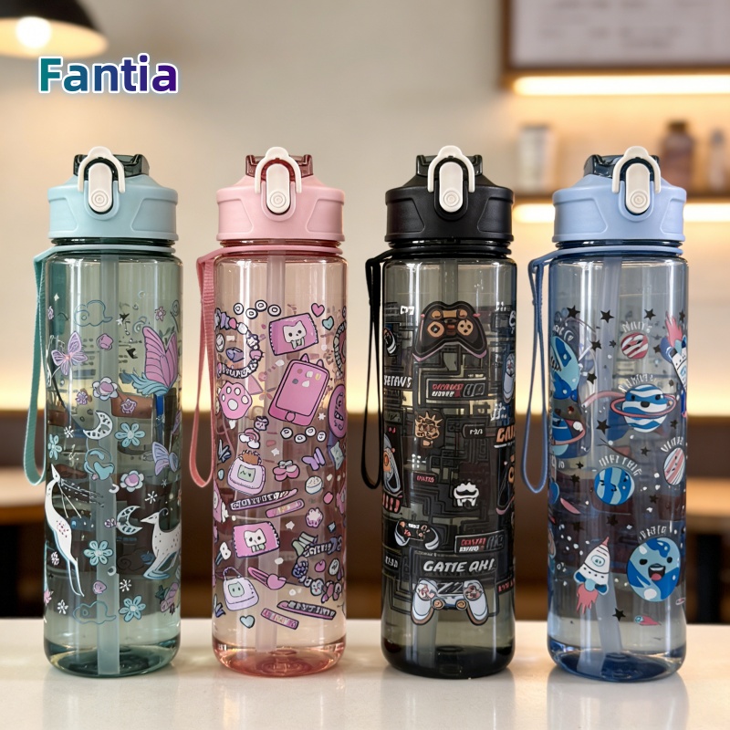 Aquatic Gym - Convenient 750ml Water Bottle Printed Cartoon