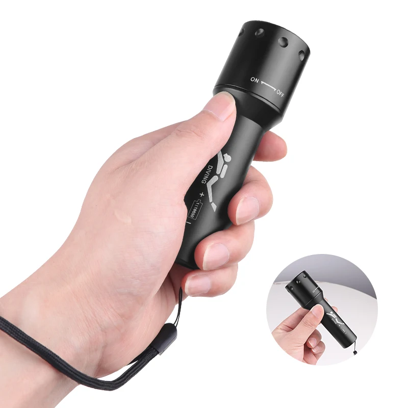 New T6 LED Diving Torch Long-R - Underwater Flashlight recension och pris